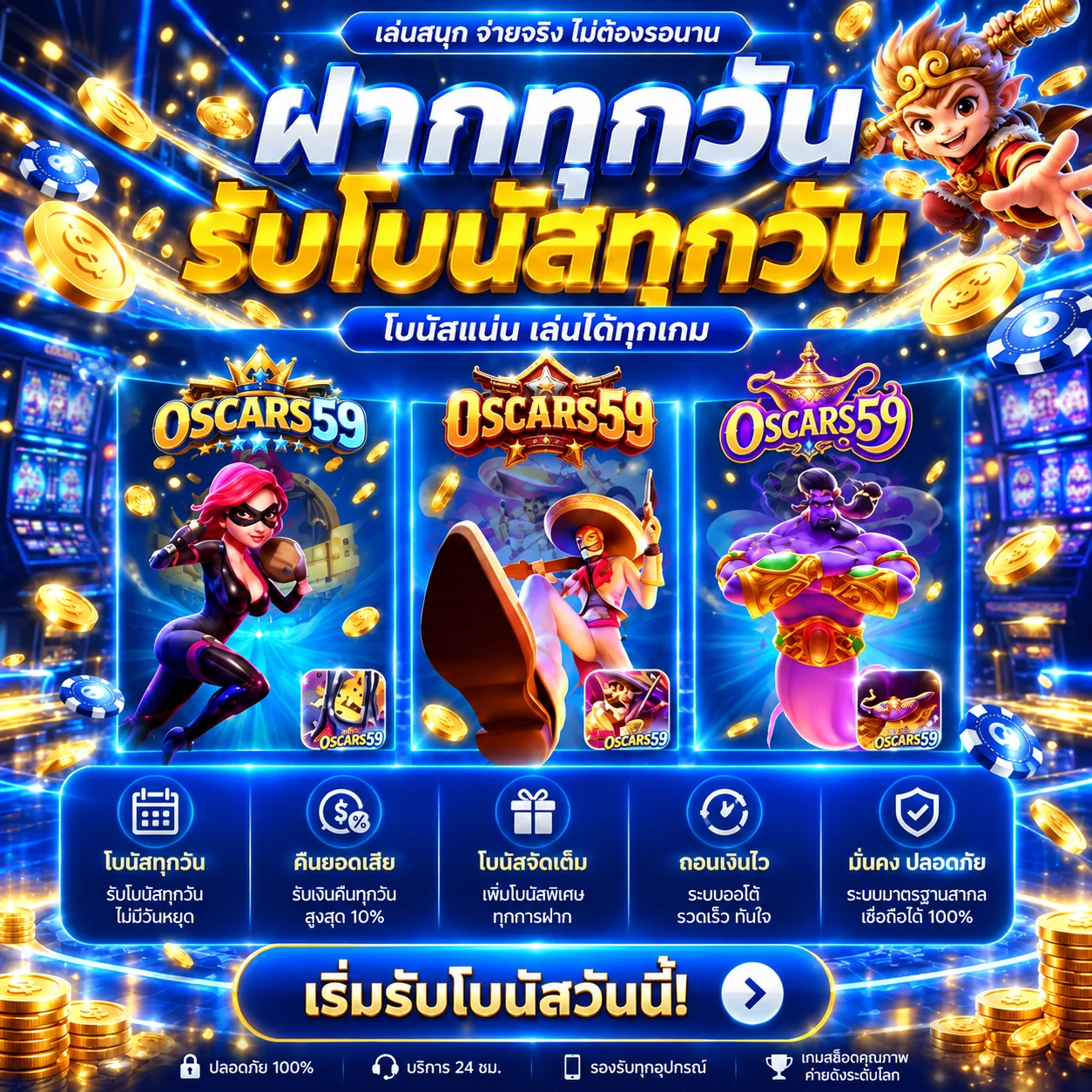 สิทธิ์ฝากประจำวัน OSCARS59 พร้อมเกมยอดนิยม